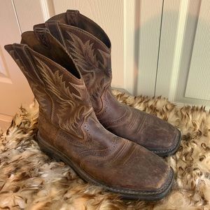 Artist Cowboy Boots Square Toe Sz 10D Brown